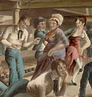 Seamen and their women, dancing below decks
