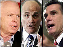 John McCain, Rudolph Giuliani, Mitt Romney 