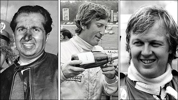 Alberto Ascari, Jochen Rindt and Ronnie Peterson (left to right)