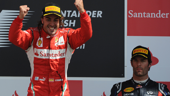 Fernando Alonso (left) enjoyed his victory on a frustrating day for Mark Webber.