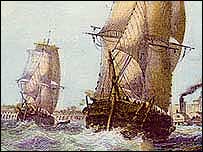 Victorian ships at sea