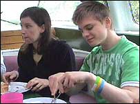 Matt tucking into scran