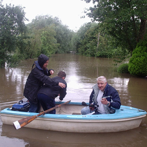 Nicola Stanbridge in Apperley on a boat
