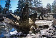 Allosaurus near a tar pit
