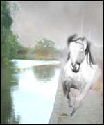 A ghostly horse thunders past the canal