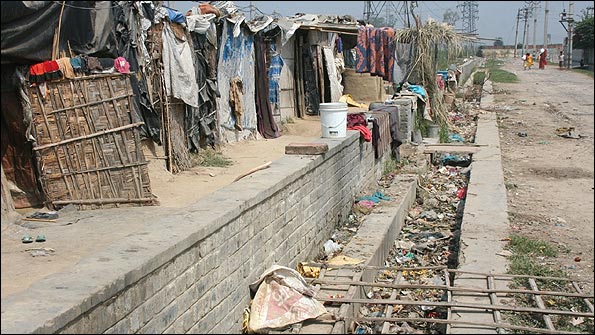 The shanty-town suburb Bawana, two hours outside Delhi