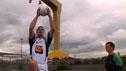 Conall Ó Máirtín demos the high catch to young player in the Titanic Quarter.