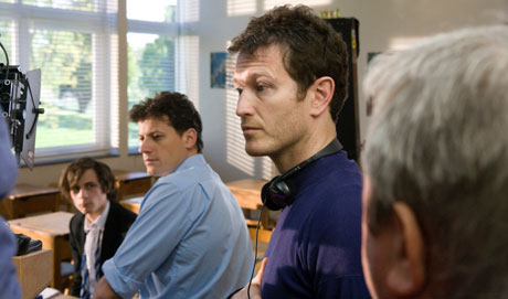 Actors Augustus Prew and Ioan Gruffudd with The Kid director Nick Moran. Photo courtesy Revolver Entertainment.
