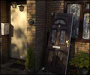 Front doors were left damaged.