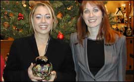 BBC presenter Janine Machin with Moorcroft's Elise Adams