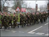 Soldiers marching