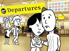 Alice, Tim, Helen and Michal at the airport