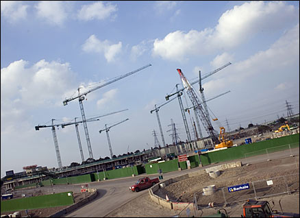 Olympic Stadium under construction, Stratford