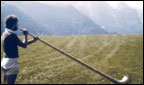'Today' studio manager 'Adrian' playing the alphorn.