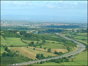Weston-super-Mare and the M5 from Crook Peak