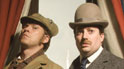David (r) as Watson and Robert as Holmes