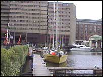 The James Cook at anchor