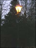 Gas lamp in Malvern at night