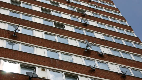 satellite dishes on flats