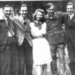 This 1943 photo captures the spirit of friendly relationships between locals and American servicemen. Donald Hills is on the right. In uniform is Don’s friend Carl Tyriver, from Green Bay, Wisconsin, based in Bassingbourn with the 91st Bomb Group of the USAF.