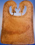 Photo of a whalebone plaque from the Scar burial site