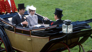 Prince Charles and then-fiancee Lady Diana Spencer at Royal Ascot, 1981.