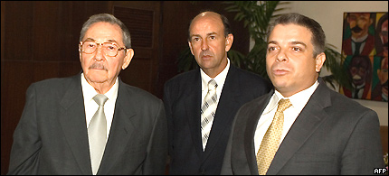 Raul Castro, Carlos Lage y Felipe Pérez Roque