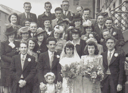 Mona, Jules and Wedding guests.