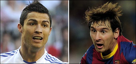 Cristiano Ronaldo (izq.) y Lionel Messi.