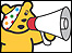 Pudsey with a megaphone