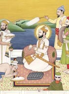 Painting of Guru Hargobind and followers