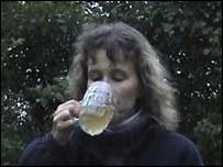 Woman drinking cider