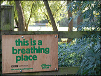 Breathing Places sign, Bower Ponds, Bridgwater