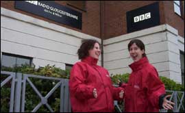 Emma Cook and Kat Brown outside BBC Radio Gloucestershire