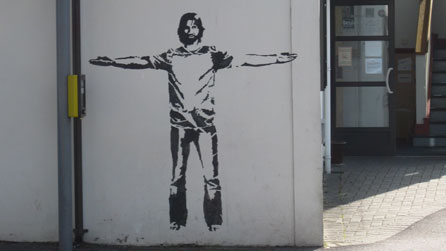 Jesus graffiti on the Beulah United Reformed Church, Rhiwbina in Cardiff