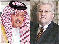 فرانک والتر اشتاين ماير (راست) و سعود الفيصل (چپ)