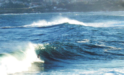 Aussie charger Shane Oliver mails from Sydney "this is our mad irish/aussie Paul Macklin surfing. We've all lost skin and boards surfing this joint over the years but on its day it really cooks - just gotta beat the lip and stay off the rocks!" Shane and Jaq return to Ireland later this summer.