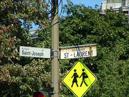 The intersection of Boulevard Saint Laurent and Boulevard Saint-Joseph at the beginning of the Mile End district of Montreal