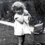 Jeanne as a girl 1936 in the back garden at 42 Lammas Road