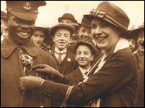 A soldier being given a medal