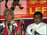 Dr. Karunaratne (l) with independent candidate MK Sivajilingam
