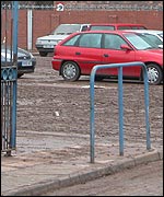 The McVities carpark after the water has gone.