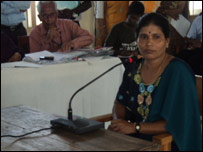 Yogaratnam Yogi's wife testifying before the LLRC (file photo)