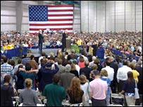 Bill Clinton addresses the rally, image by Ian Sherwood