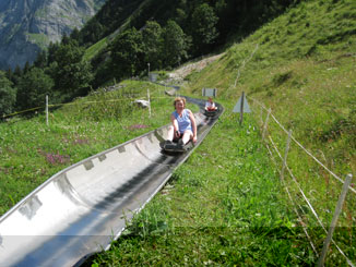 Carrie on a toboggan