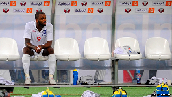 Darren Bent after being substituted in Qatar 