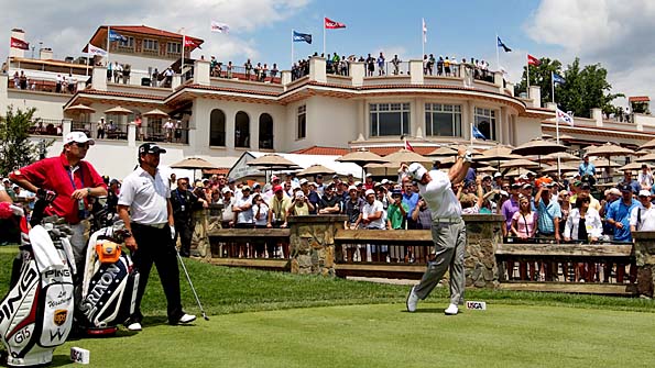 Graeme McDowell (left) and Lee Westwood at Congressional