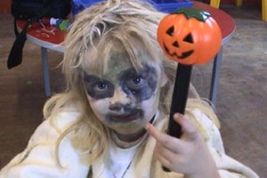 Pumpkins at the ready Shannon and Lorna are out to scare...