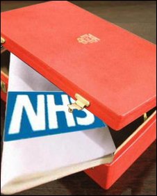 Ministerial red box with an NHS sign