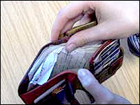 Wallet with receipts